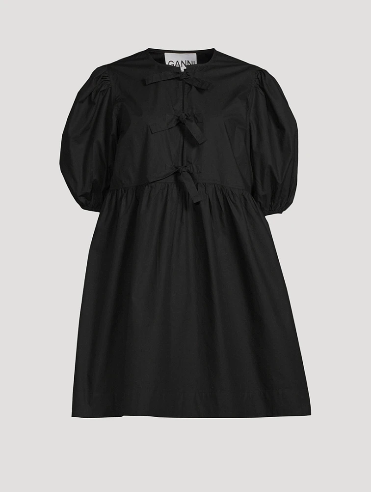 Tie-Front Poplin Babydoll Dress
