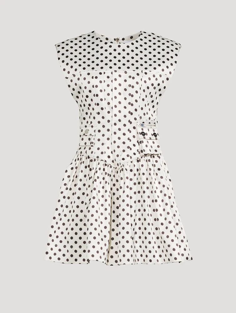 Satin Corset Mini Dress Polka Dot Print