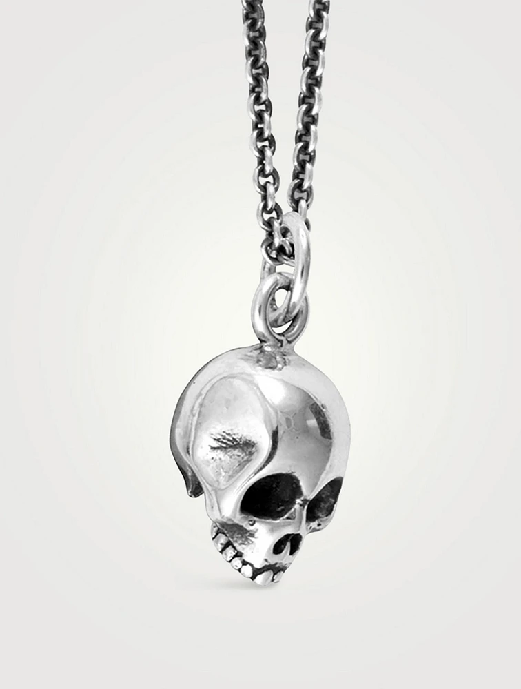 Silver Micro Skull Pendant Necklace