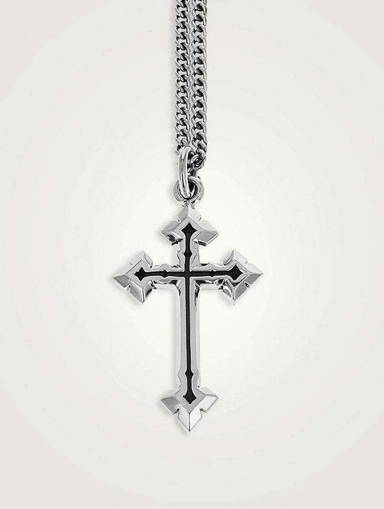Silver Pointed Cross Pendant Necklace