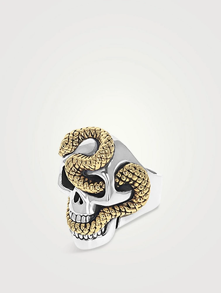 Large Silver And Gold Alloy Skull Ring