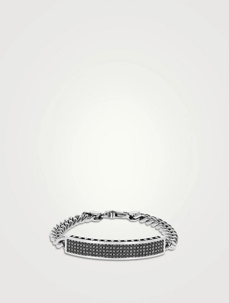 Silver Black Diamond ID Bracelet