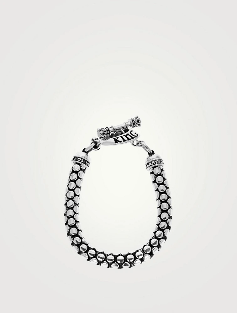 Original Silver And Leather Snake Bracelet