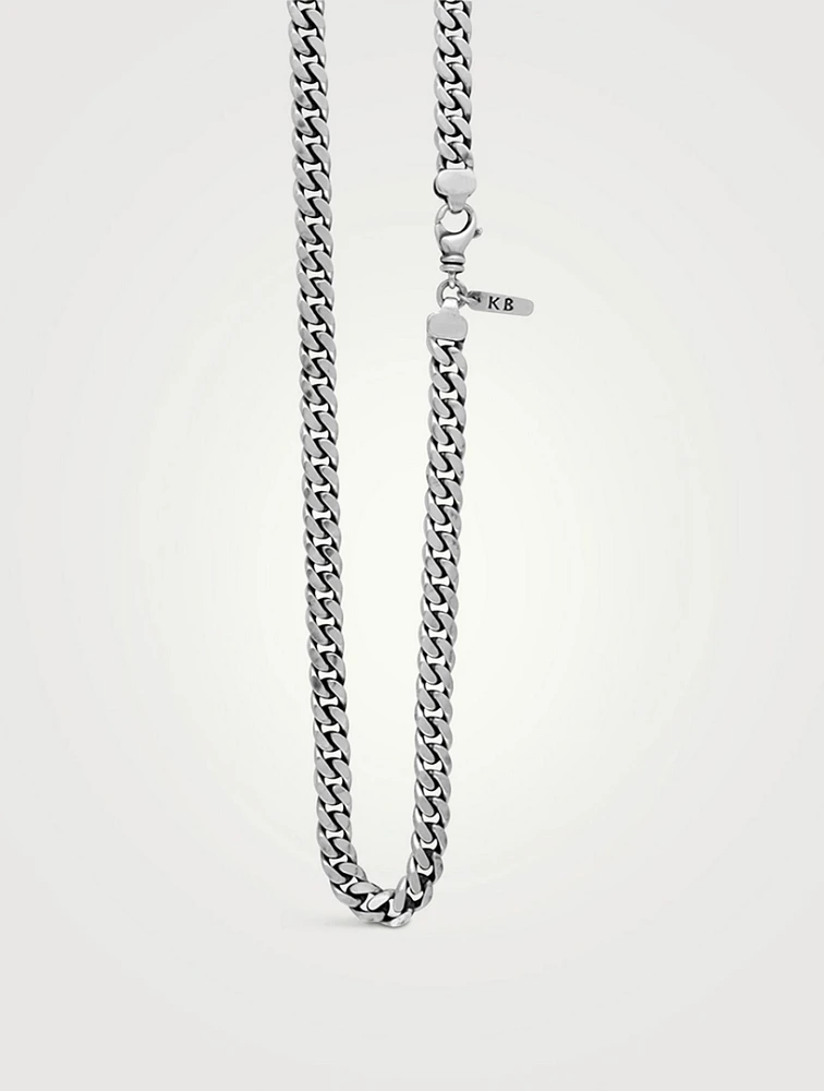 Large Silver Flat Curb Chain Necklace
