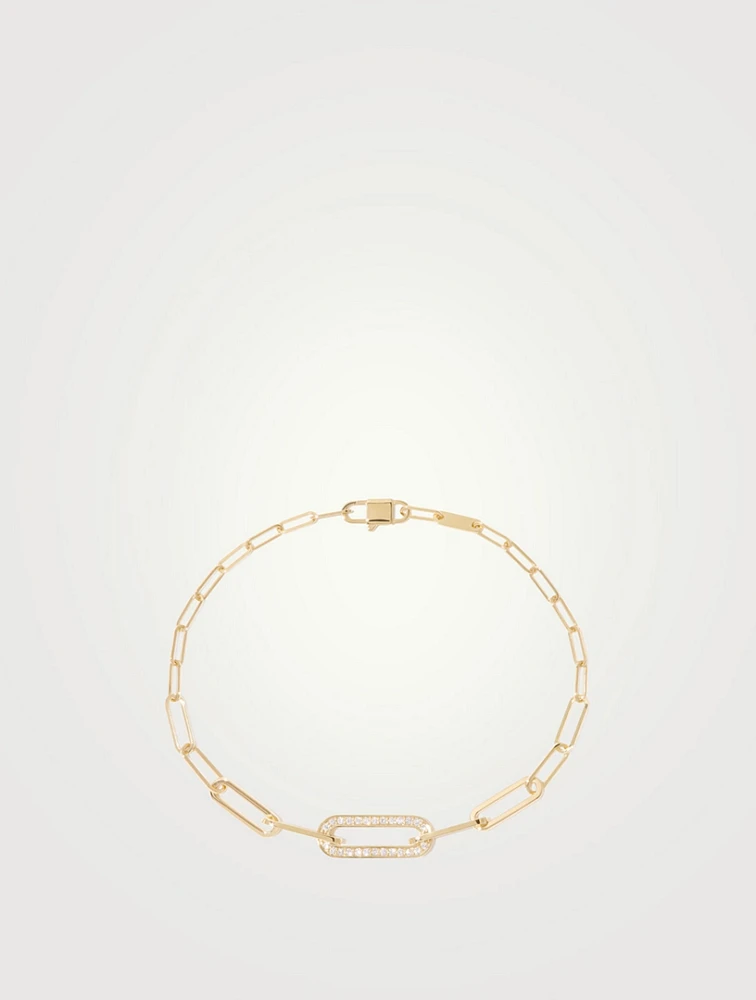 Small Maillon 18K Gold Bracelet With Diamonds