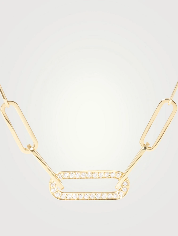 Small Maillon 18K Gold Chain Necklace With Diamonds
