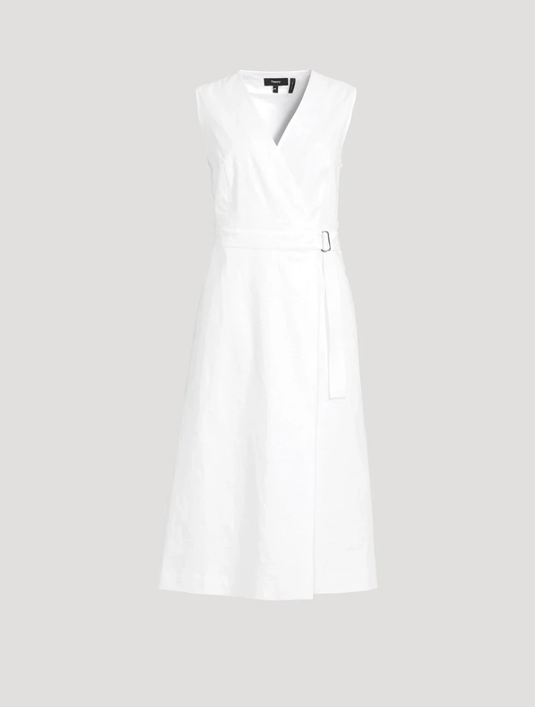 Wrap-Front Midi Dress