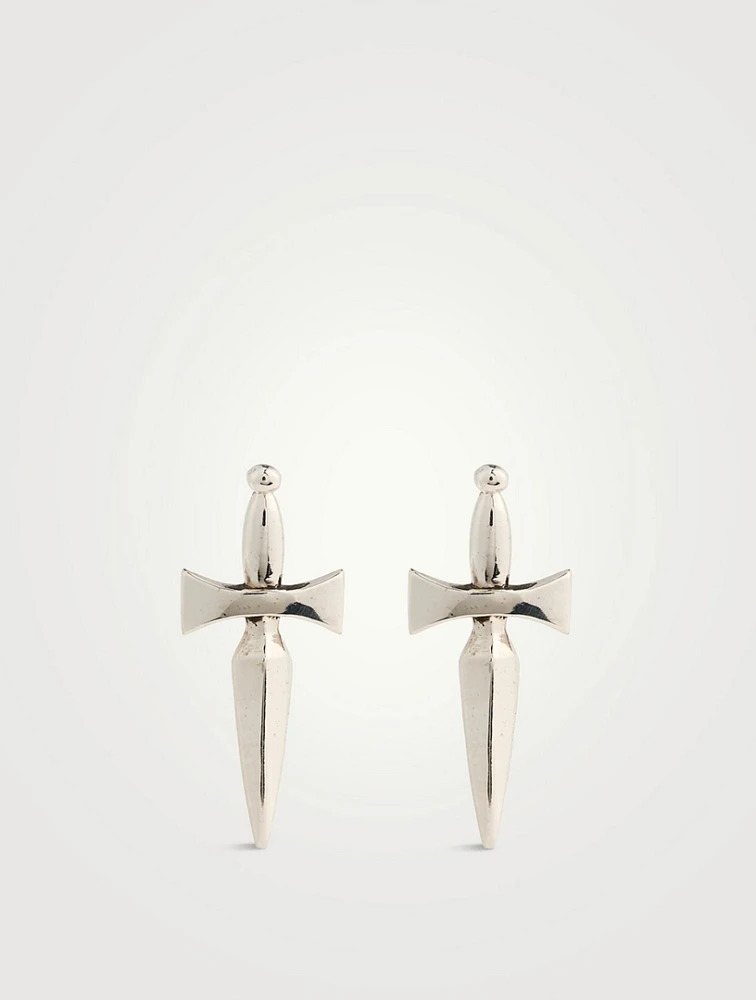 Silver Classic Dagger Stud Earrings