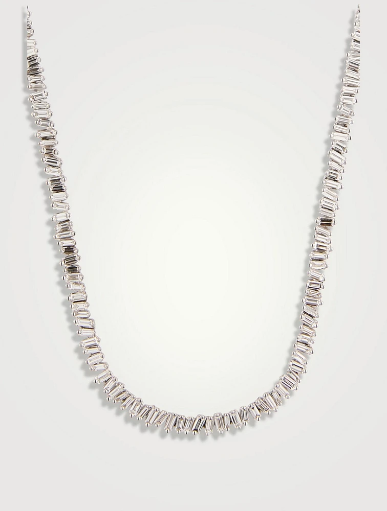 18K White Gold Classic Diamond Tennis Necklace