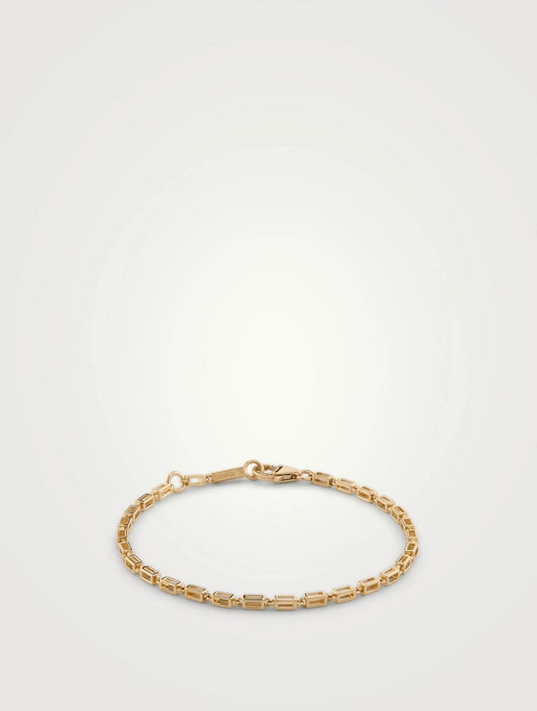 Medium 18K Gold Block-Chain Hollow Bracelet