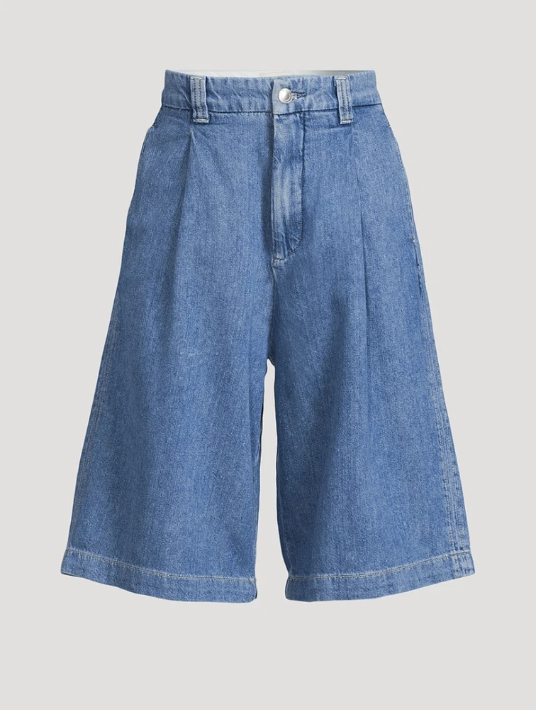 Hepburn Pleated Denim Shorts