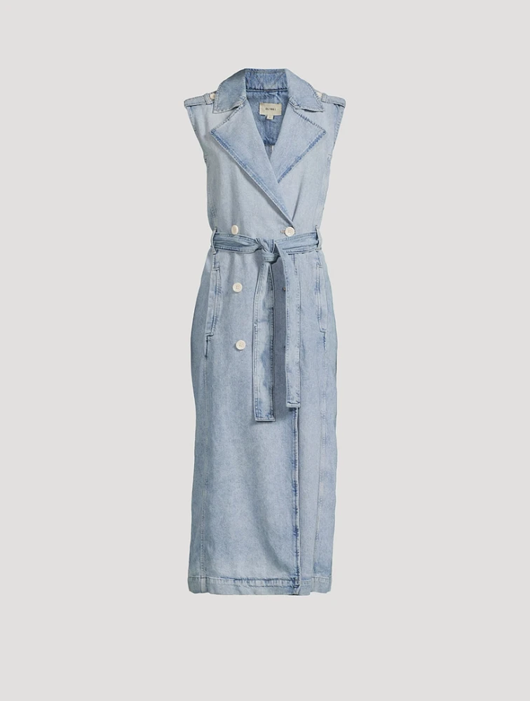 Belted Denim Trench Vest