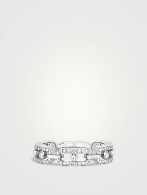 Move Link 18K Gold Pavé Ring With Diamonds