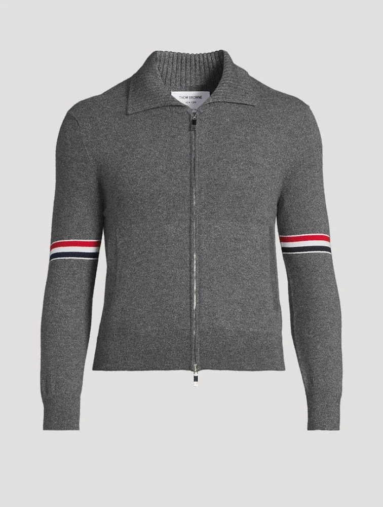 Cashmere Zip-Front Cardigan
