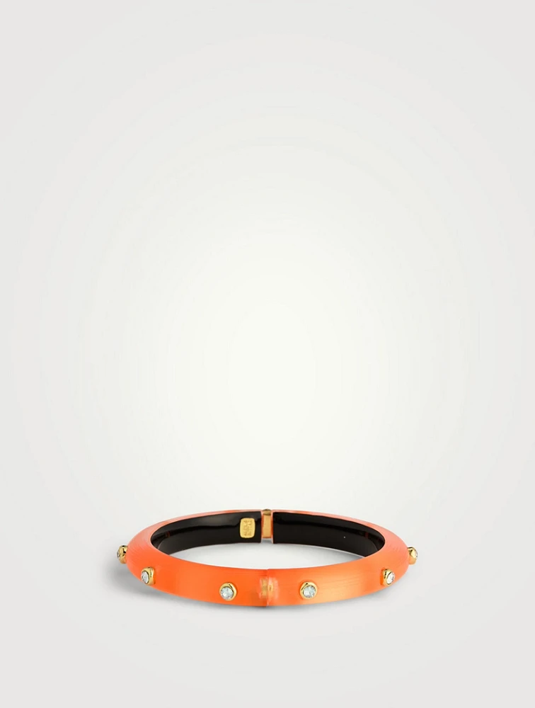 Crystal Studded Lucite Hinge Bangle Bracelet