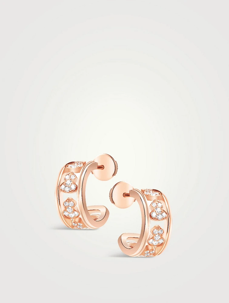 Wulu 18K Rose Gold Eternity Hoop Earrings With Diamonds