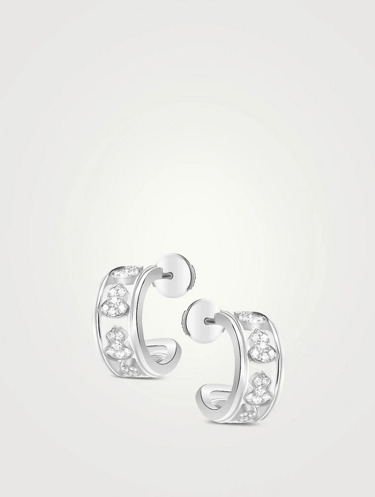 Wulu 18K White Gold Eternity Hoop Earrings With Diamonds