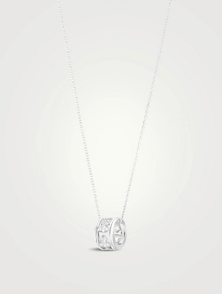 Small Wulu 18K White Gold Eternity Wheel Pendant Necklace With Diamonds
