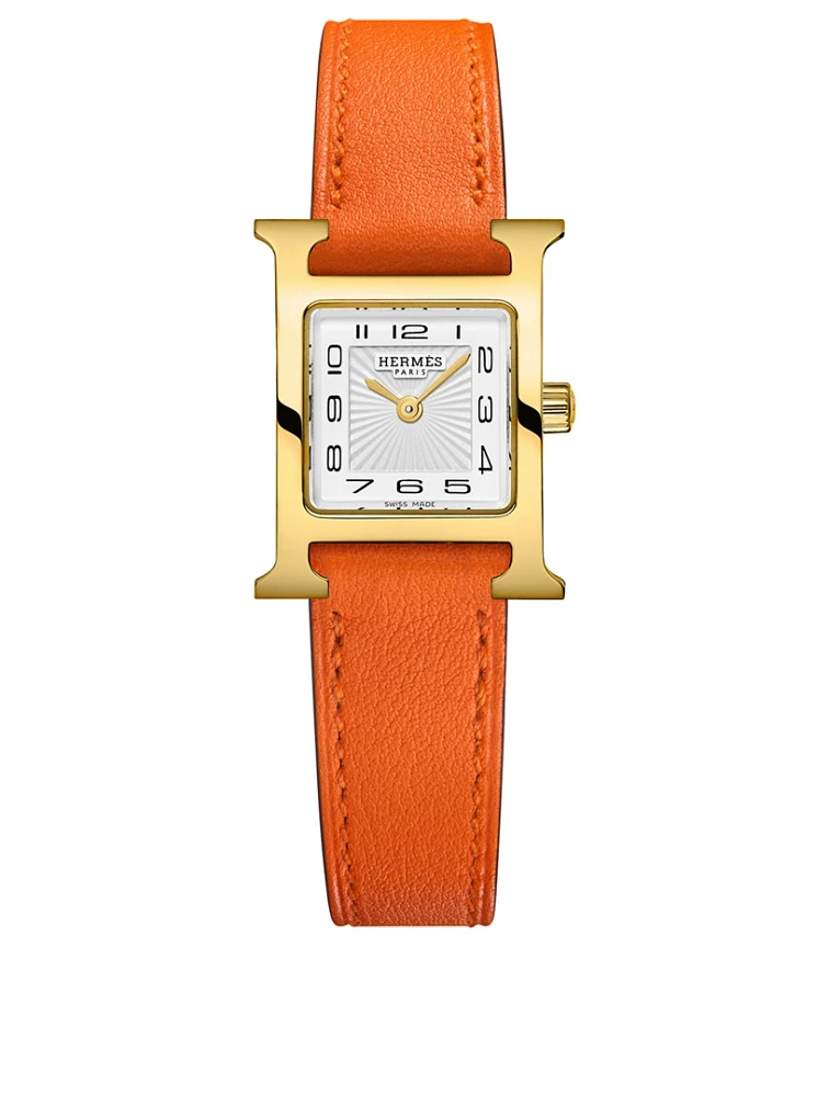 Heure H TPM Leather Strap Watch, 17.2 x 17.2mm
