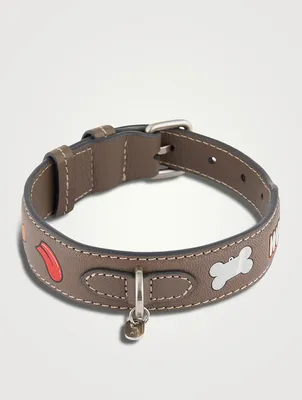 Small Stickers Leather Dog Collar
