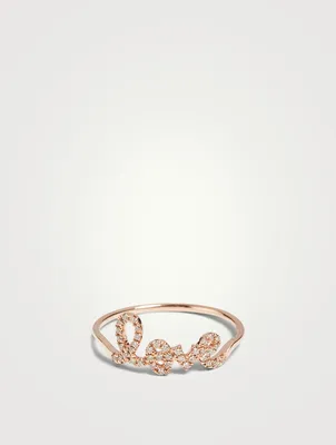 14K Rose Gold Love Ring With Diamonds