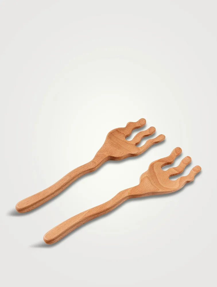Serving Friends Wavy Wooden Spoons