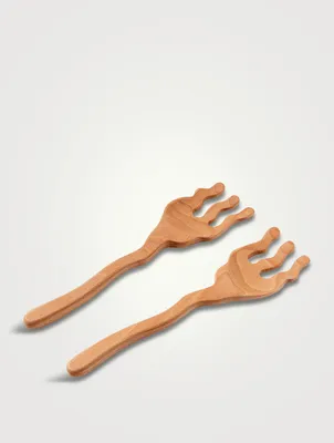 Serving Friends Wavy Wooden Spoons