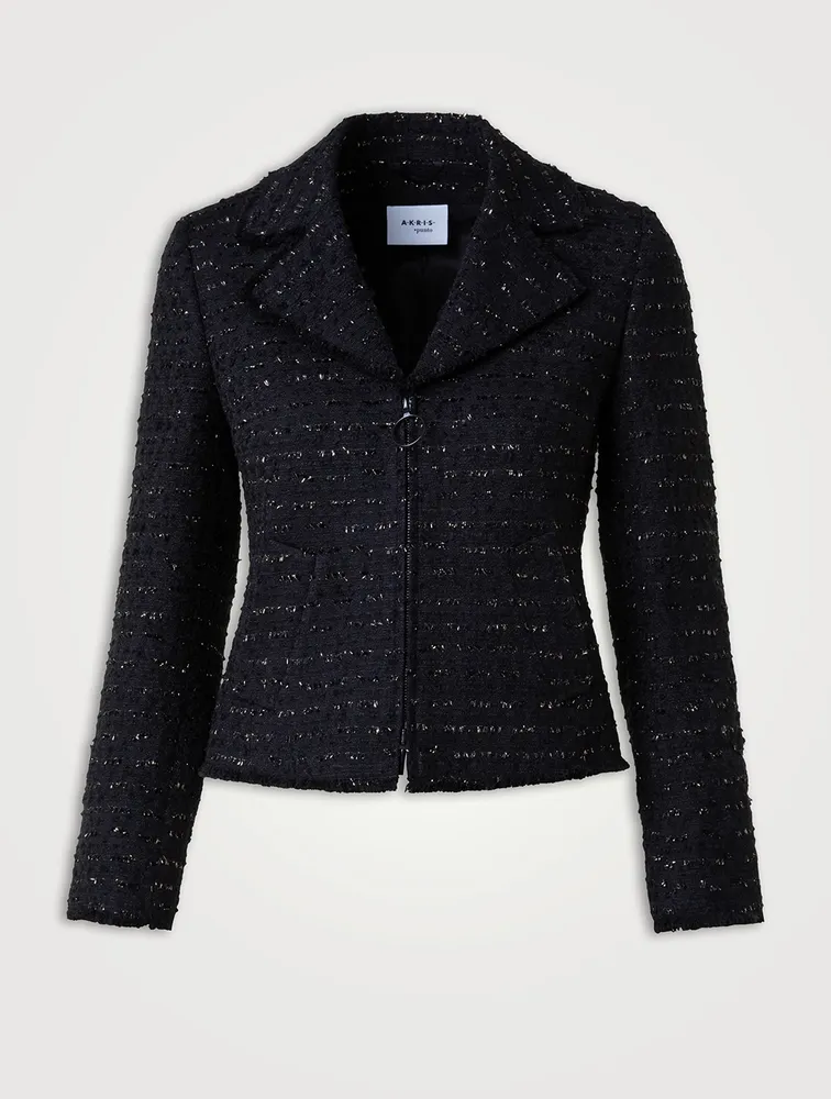 Metallic Bouclé Biker Jacket