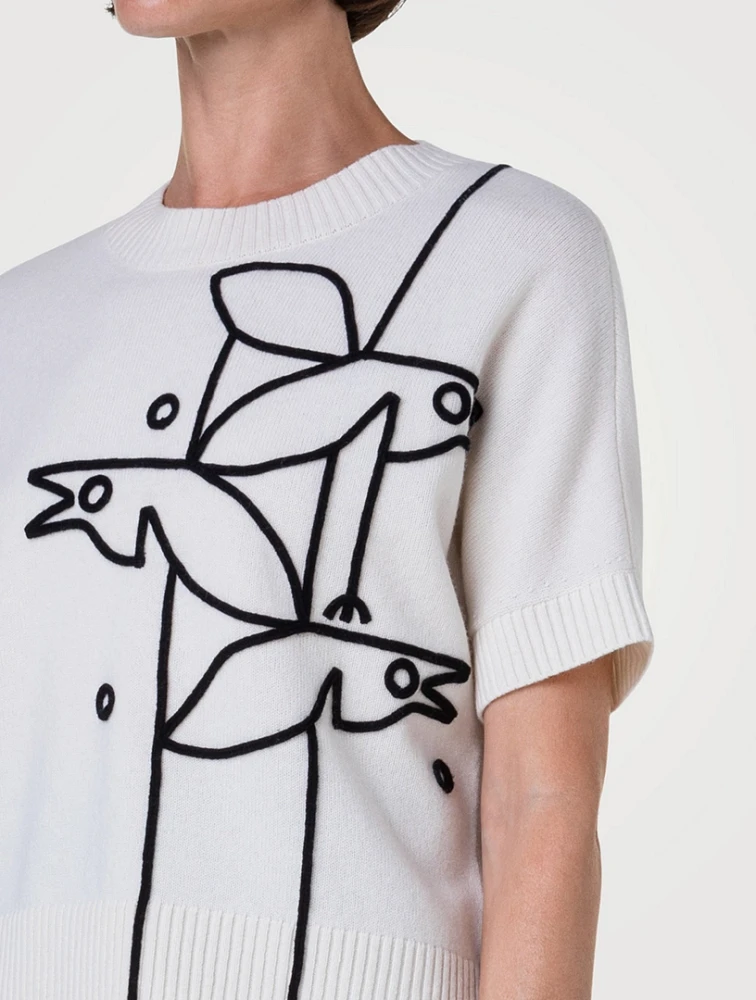 Short-Sleeve Wool And Cashmere Sweater