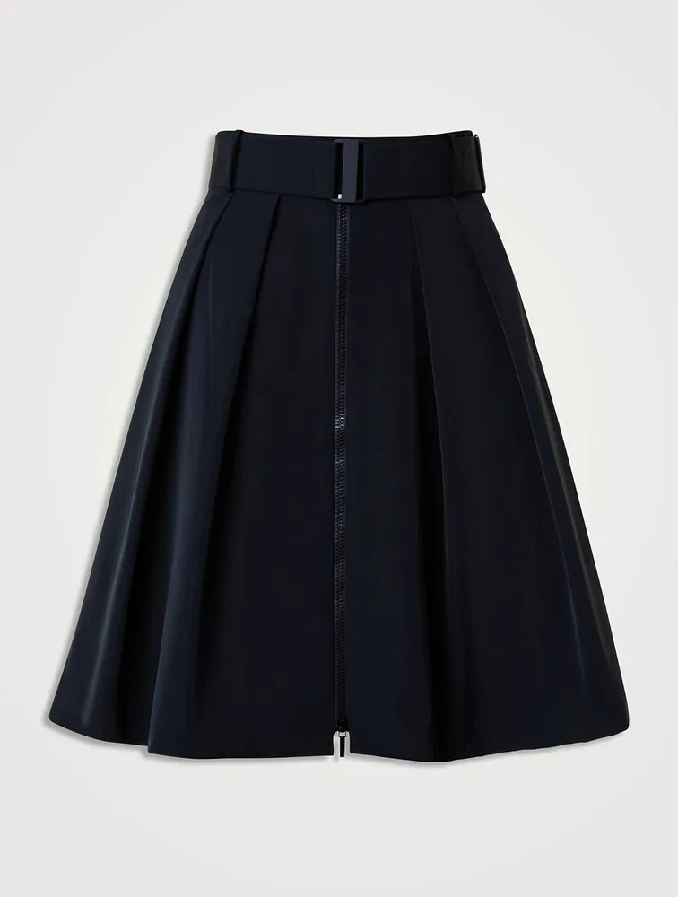 Belted Taffeta Mini Skirt