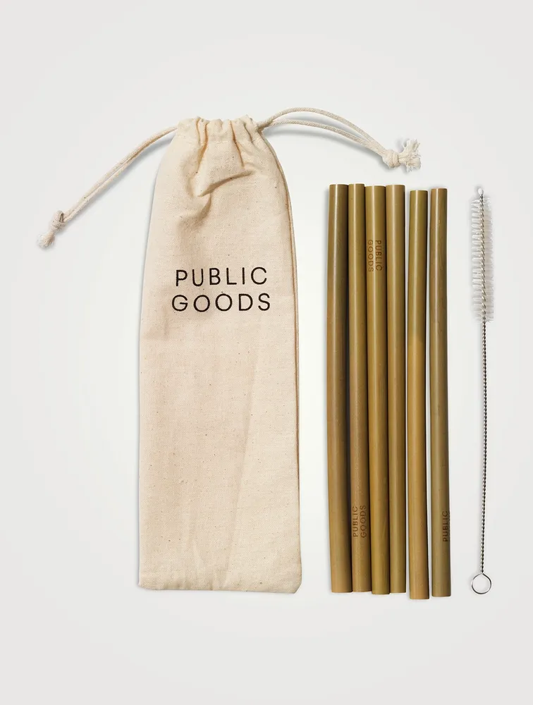 Set Of Six Bamboo Straws