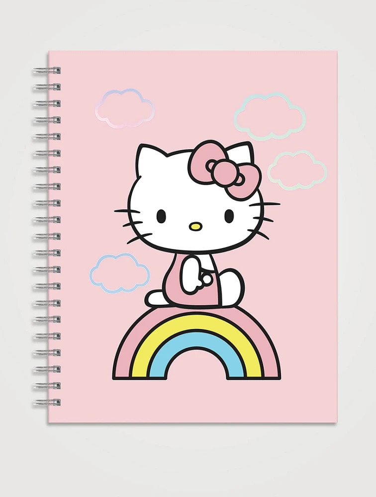 Hello Kitty Classic Pink Extra Large Spiral Notebook With Pocket And Sticker Sheet