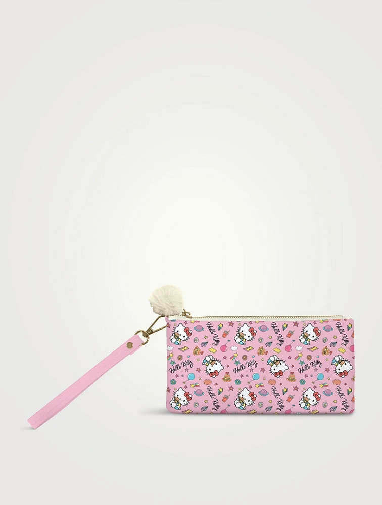 Hello Kitty College Letters Pencil Pouch With Wrist Strap And Decorative Pull