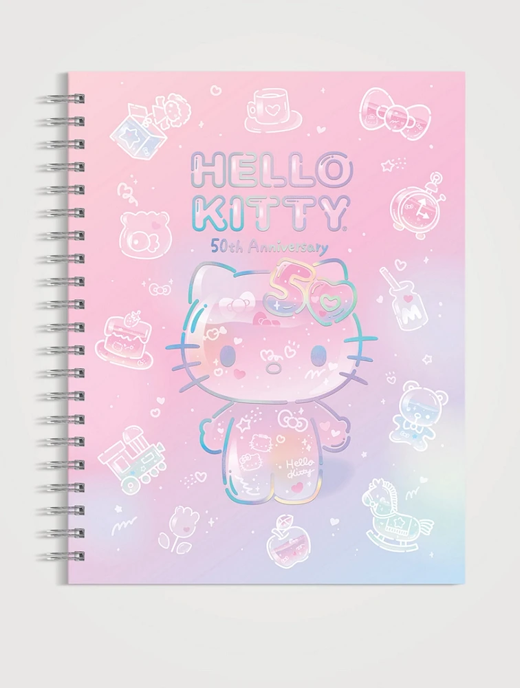 Hello Kitty 50th Anniversary Extra-Large Spiral Notebook With Pocket And Sticker Sheet