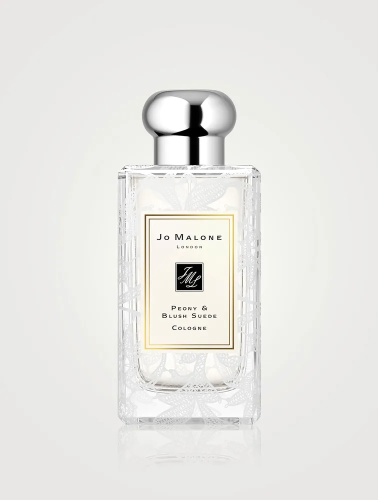 Peony & Blush Suede Cologne with Daisy Leaf Lace Design