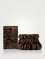 Pure Silk Assorted Scrunchies - Dark Brown