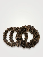 Pure Silk Assorted Scrunchies - Dark Brown