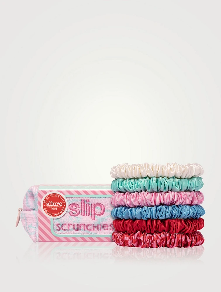 Pure Silk Skinny Scrunchies With Complimentary Pouch - High Tide