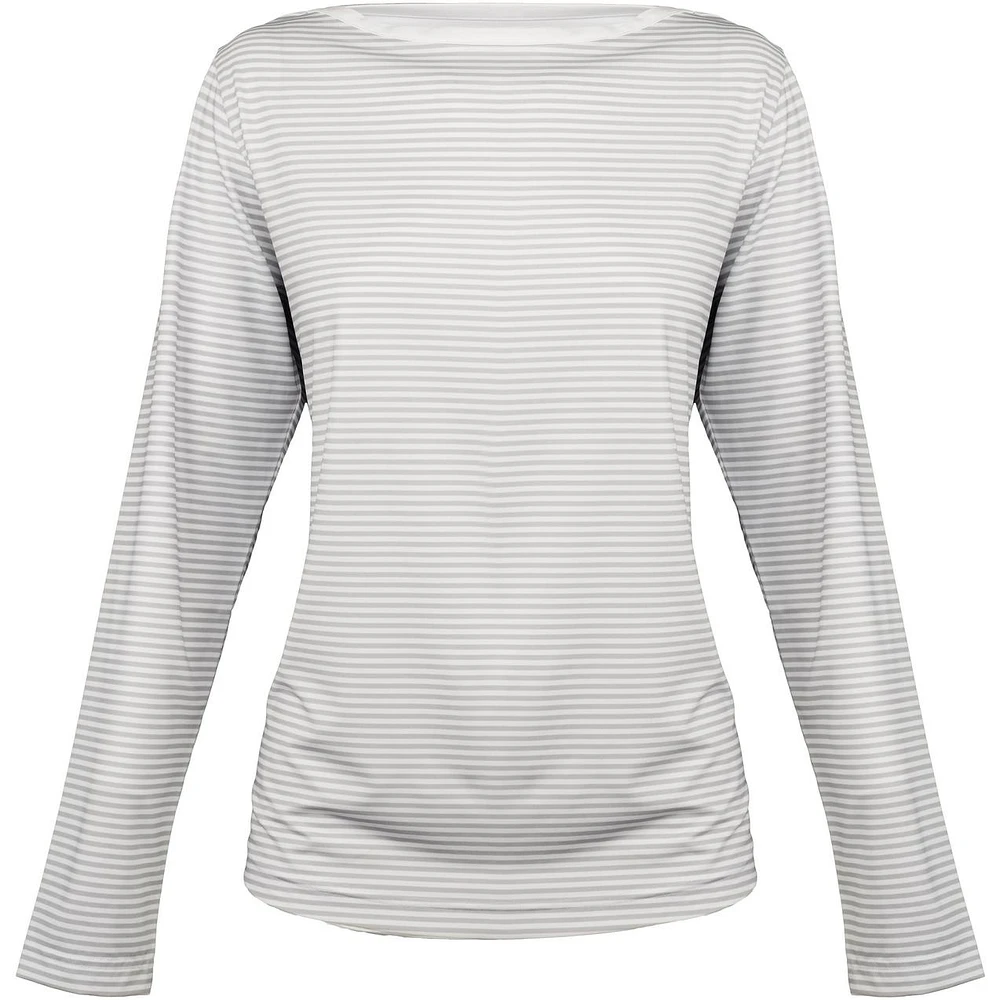 Women's Stripe Long Sleeve Boat Neck Top