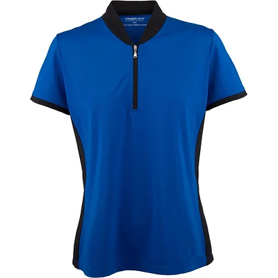 Womens Short Sleeve Solid Shawl Collar Polo