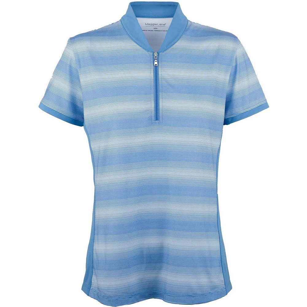 Women's Short Sleeve Stripe Shawl Collar Polo