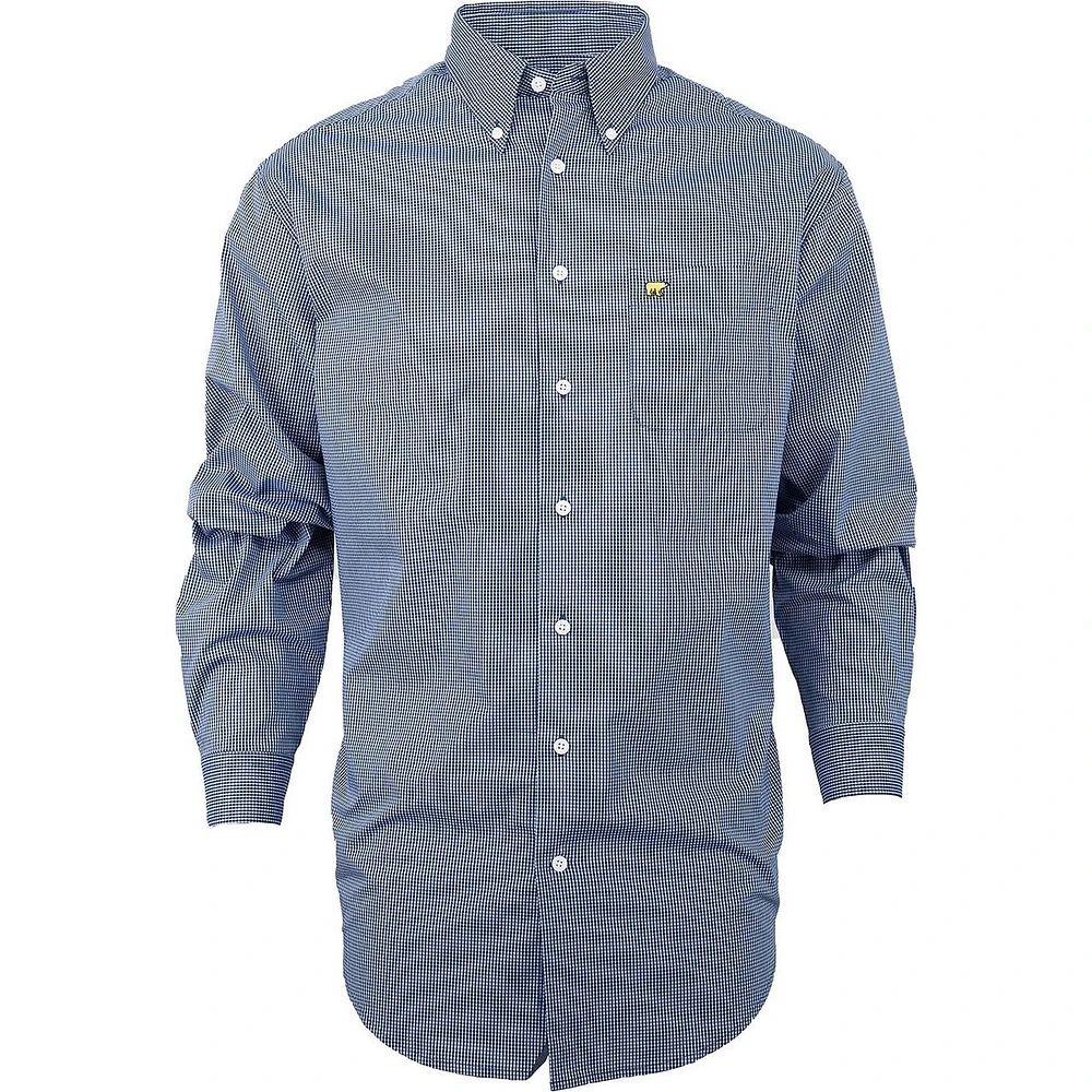 Men's Micro Plaid Long Sleeve Button-Down Long Sleeve Shirt