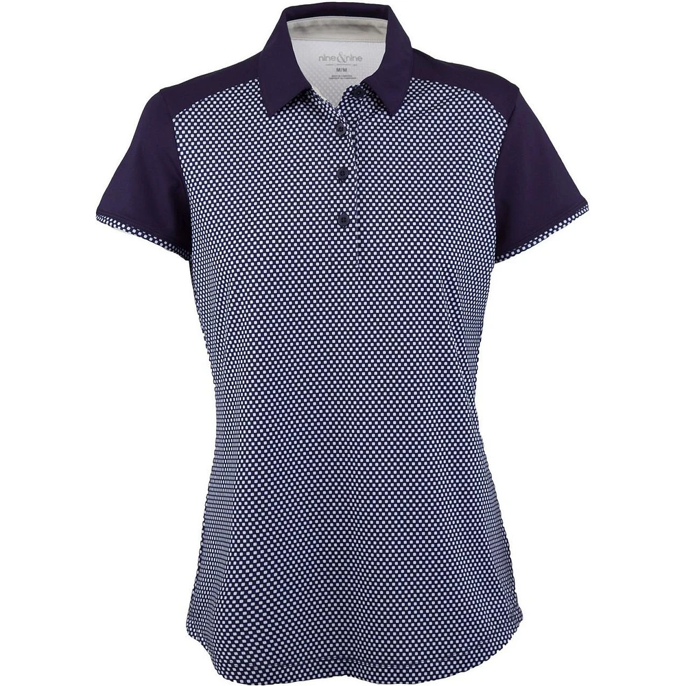 Womens Short Sleeve Microdot Print Polo