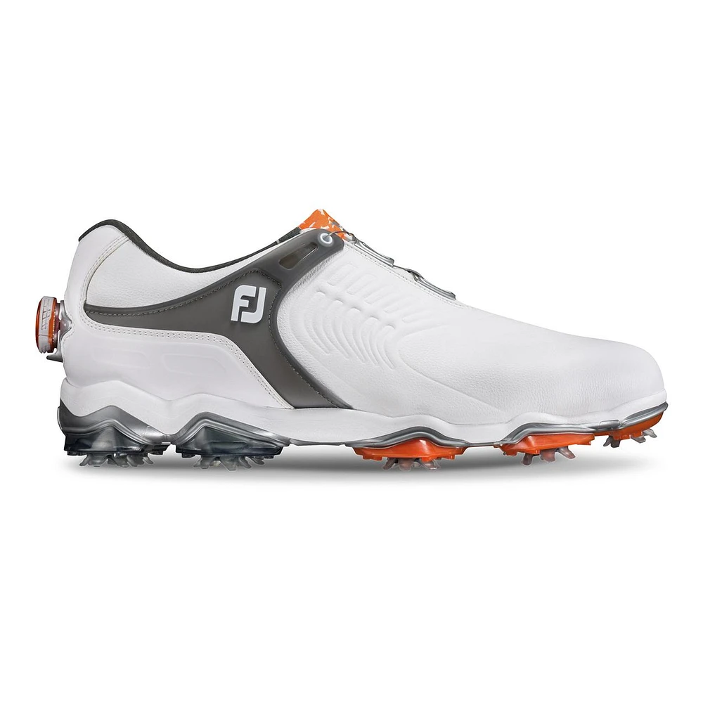 Men's Tour S Boa Spiked Golf Shoe - WHITE/GREY/ORANGE