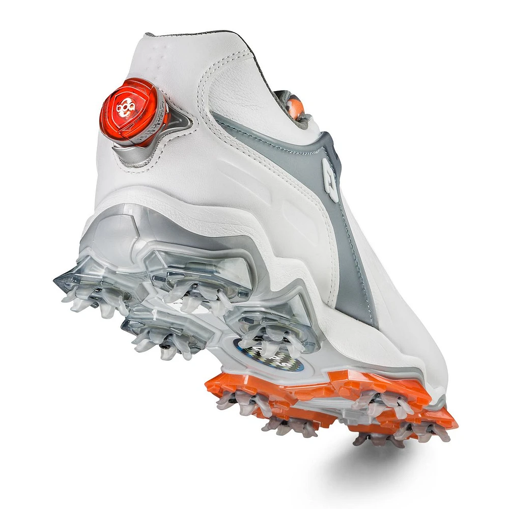 Men's Tour S Boa Spiked Golf Shoe - WHITE/GREY/ORANGE