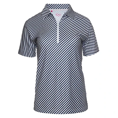 Women's Diagonal Stripe Short Sleeve Polo