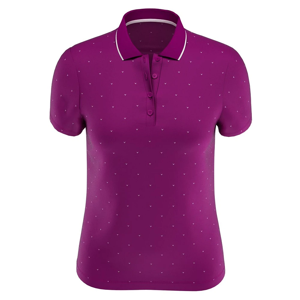 Women's All Over Chevron Print Polka Dot Short Sleeve Polo