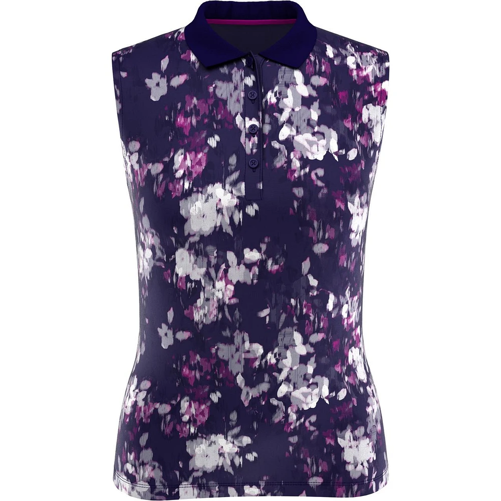 Women's Digital Floral Print Sleeveless Polo