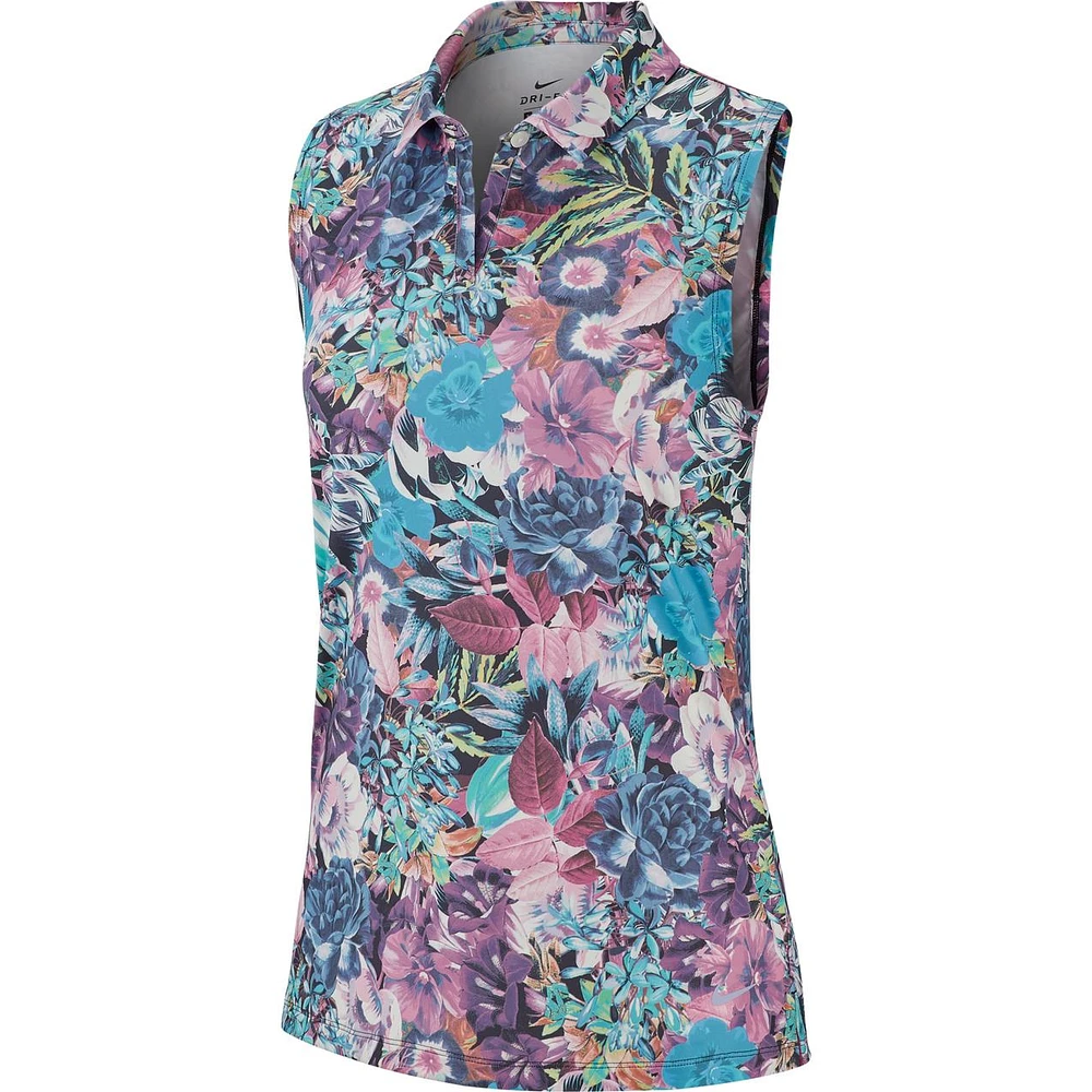 Women's Floral Print Dry Sleeveless Polo