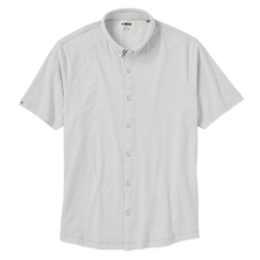 Men's Micro Dot Button Up Short Sleeve Shirt